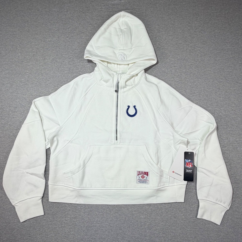 Lululemon NFL Indianapolis Colts Scuba Oversized Half-Zip Hoodie White M/L New
